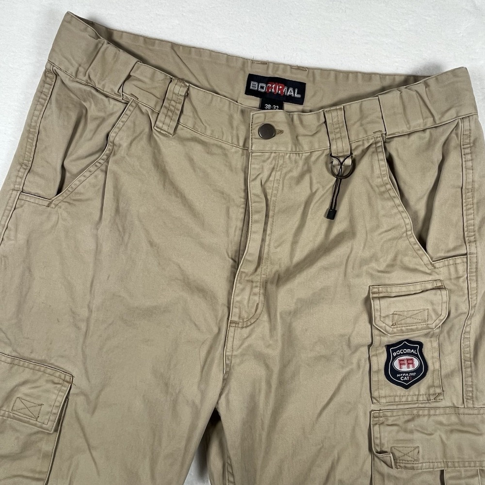 Bocomal Cargo Pants Mens 38x34 Khaki FR Flame Resistant NFPA 2112 CAT 2 Workwear